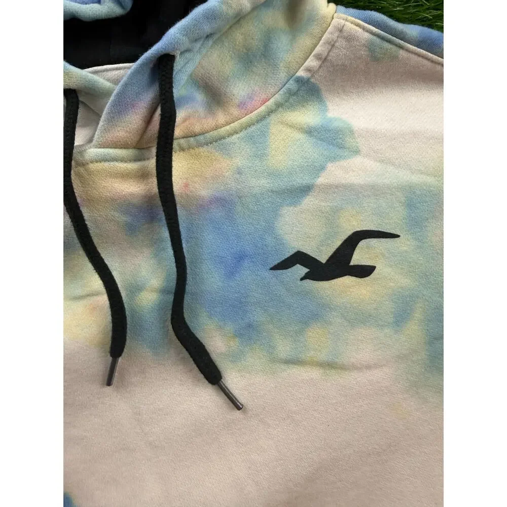 Hollister Tie Dye Winter Hoodie Unisex S Blue Pink Yellow Pullover Seagull Logo